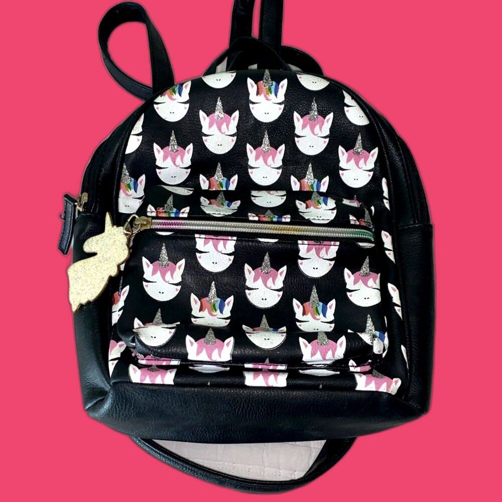 Girls Unicorn All Over Print Faux Leather Mini Backpack